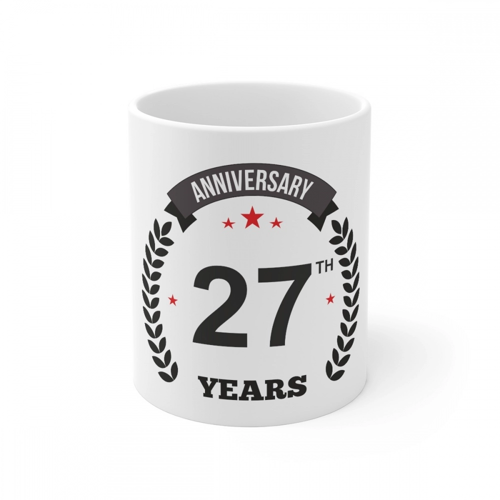 52165109985_dce4908fdc_o_d-1000x1000-1.webp Ceramic 27th Anniversary Printed Coffee Mug (Color: White, Capacity:330ml) - Image 1