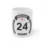 Ceramic 24th Anniversary Printed Coffee Mug (Color: White, Capacity:330ml)