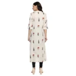 Women's Khadi Printed A Line Kurti (Off White, Khadi) - Image 2