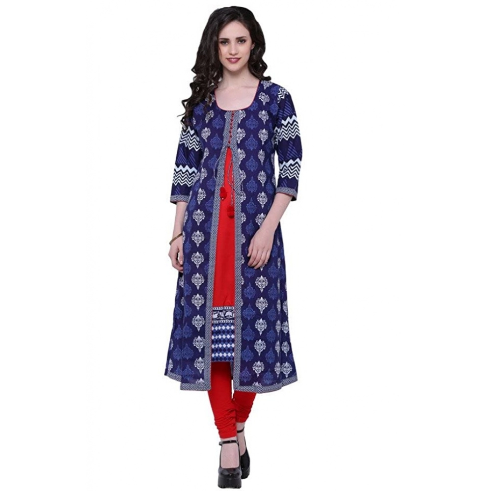 52231981407_517da6394f_o_d-1000x1000-1.webp Women's Cotton Printed Long Kurti (Blue, Red, Cotton) - Image 1