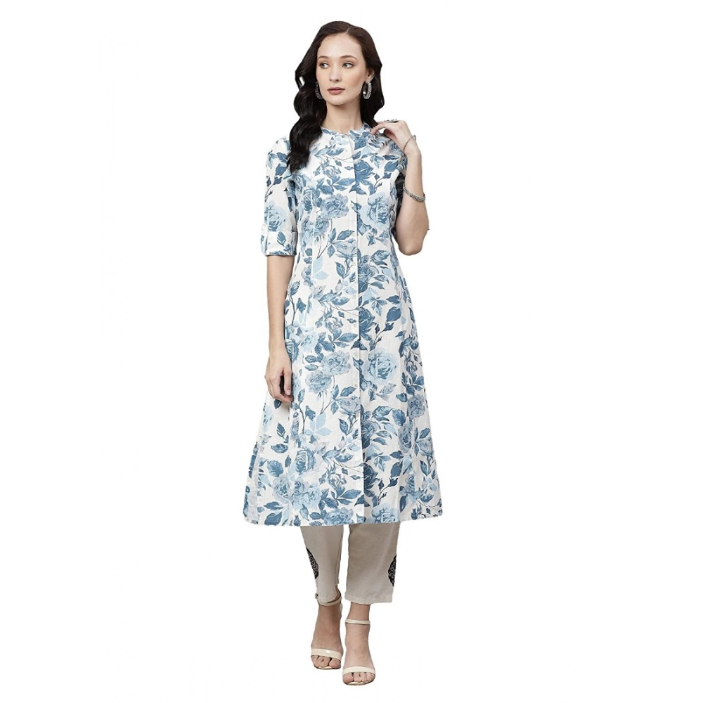 52232958171_ab72efa5dc_o_d-1000x1000-1.webp Women's Cotton Printed Floral Print Kurti (White, Blue, Cotton) - Image 1