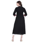 Women's Khadi Printed A Line Kurti  (Black, Khadi) - Image 3