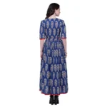 Women's Cotton Printed Anarkali Kurti (Blue, Cotton) - Image 3