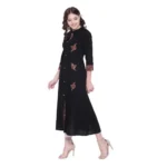 Women's Khadi Printed A Line Kurti  (Black, Khadi) - Image 5