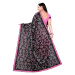 Women's Lycra Blend Saree with Blouse (Pink, 5-6 Mtrs) - Image 2