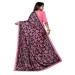 Women's Lycra Blend Saree with Blouse (Pink, 5-6 Mtrs) - Image 2
