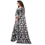 Women's Lycra Blend Saree with Blouse (Grey, 5-6 Mtrs) - Image 3