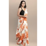Women's Joya Silk Saree with Blouse (Orange, 5-6 Mtrs) - Image 3