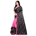 Women's Lycra Blend Saree with Blouse (Pink, 5-6 Mtrs) - Image 3