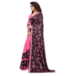 Women's Lycra Blend Saree with Blouse (Pink, 5-6 Mtrs) - Image 3