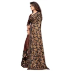 Women's Lycra Blend Saree with Blouse (Coffee, 5-6 Mtrs) - Image 3