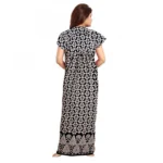 Women's Cotton Printed Maxi Nighty (Black) - Image 3