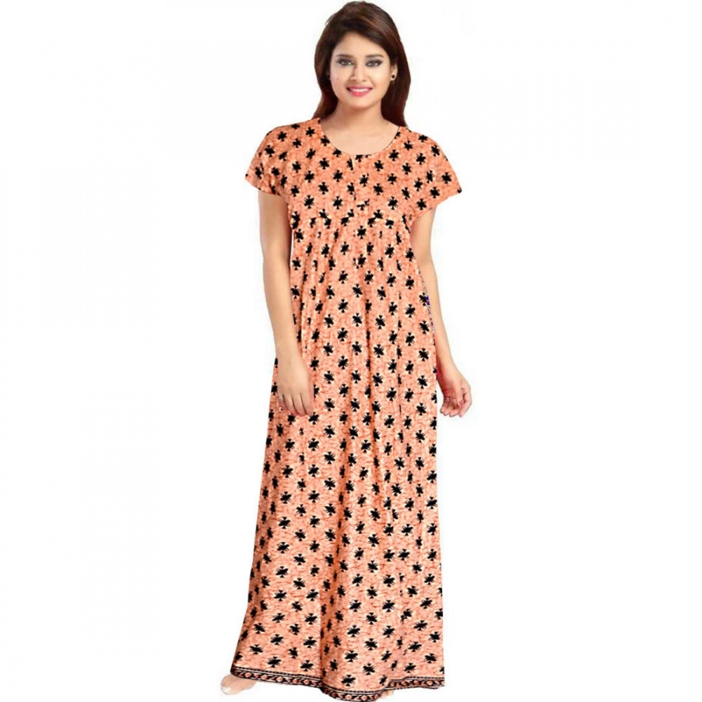 52361298386_4473f05aab_o_d-1000x1000-1.webp Women's Cotton Printed Maxi Nighty (Peach) - Image 1