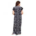 Women's Cotton Printed Maxi Nighty (Grey) - Image 3