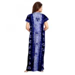 Women's Cotton Printed Maxi Nighty (Blue) - Image 3