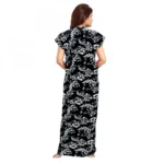 Women's Cotton Printed Maxi Nighty (Black) - Image 3