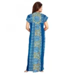 Women's Cotton Printed Maxi Nighty (Blue) - Image 3