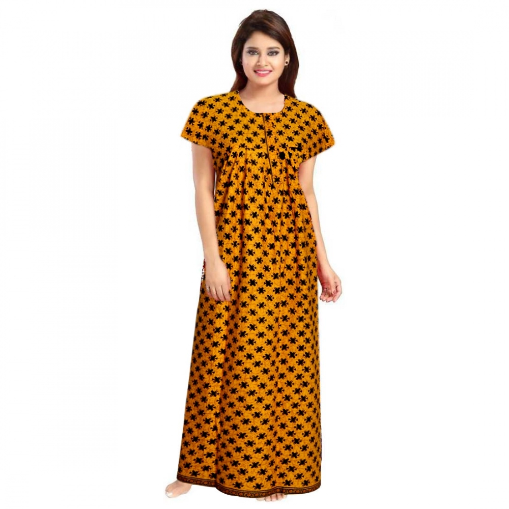 52361726820_cd7b8bfd78_o_d-1000x1000-1.webp Women's Cotton Printed Maxi Nighty (Mustard) - Image 1