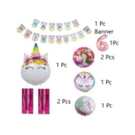 6Th Happy Birthday Decoration Combo With Unicorn Foil Balloon (Pink) - Image 2