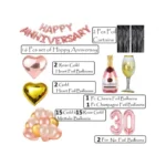 30Th Anniversary Rose Gold Foil Balloons With Happy Decoration Items Set (Rose Gold) - Image 3