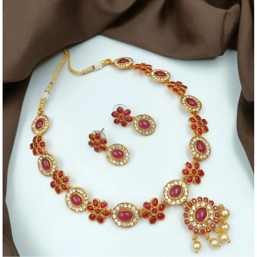 52847201557_b5e40edf04_o_d-1000x1000-1.webp Women's Gold Plated Traditional Necklace and Earrings Set (Red, Free Size) - Image 1