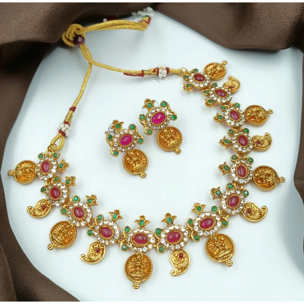 52847201577_5ea1dccf2c_o_d-1000x1000-1.webp Women's Gold Plated Traditional Necklace and Earrings Set (Multi Color, Free Size) - Image 1
