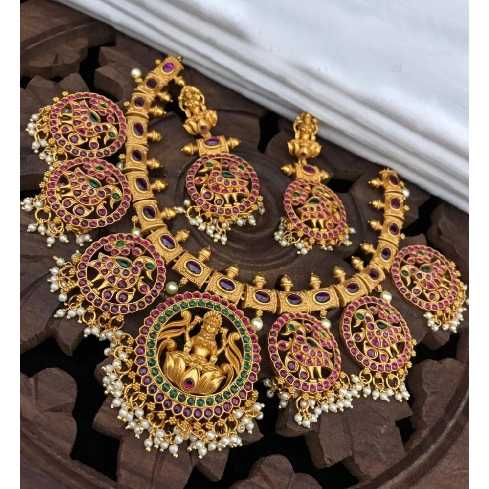 52847780731_61f2d9a067_o_d-1000x1000-1.webp Women's Goddess Glamour Gold Plated Temple Necklace and Jhumka Set (Multi Color, Free Size) - Image 1