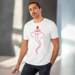 Men's PC Cotton Ganesh Printed T Shirt (Color: White, Thread Count: 180GSM) - Image 5