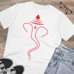 Men's PC Cotton Ganesh Printed T Shirt (Color: White, Thread Count: 180GSM) - Image 3
