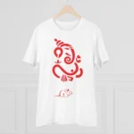 Men's PC Cotton Ganesh Printed T Shirt (Color: White, Thread Count: 180GSM) - Image 2