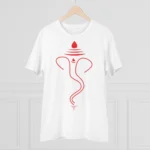 Men's PC Cotton Ganesh Printed T Shirt (Color: White, Thread Count: 180GSM) - Image 2