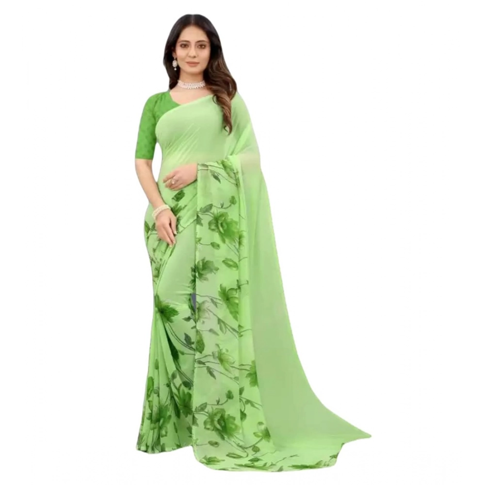 53303699862_5ae9a4b69a_o_d-1000x1000-1.webp Women's Georgette Printed Saree With Unstitched Blouse (Green) - Image 1