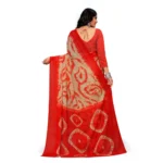 Women's Georgette Printed Saree With Unstitched Blouse (Red) - Image 3