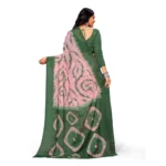 Women's Georgette Printed Saree With Unstitched Blouse (Green) - Image 3