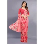 Women's Georgette Printed Saree With Unstitched Blouse (Red) - Image 4