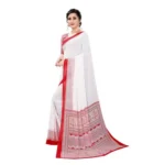 Women's Georgette Printed Saree With Unstitched Blouse (Red) - Image 5