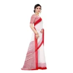 Women's Georgette Printed Saree With Unstitched Blouse (Red) - Image 4