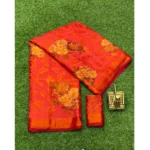 Women's Viscose Rayon Printed Saree With Unstitched Blouse (Red)