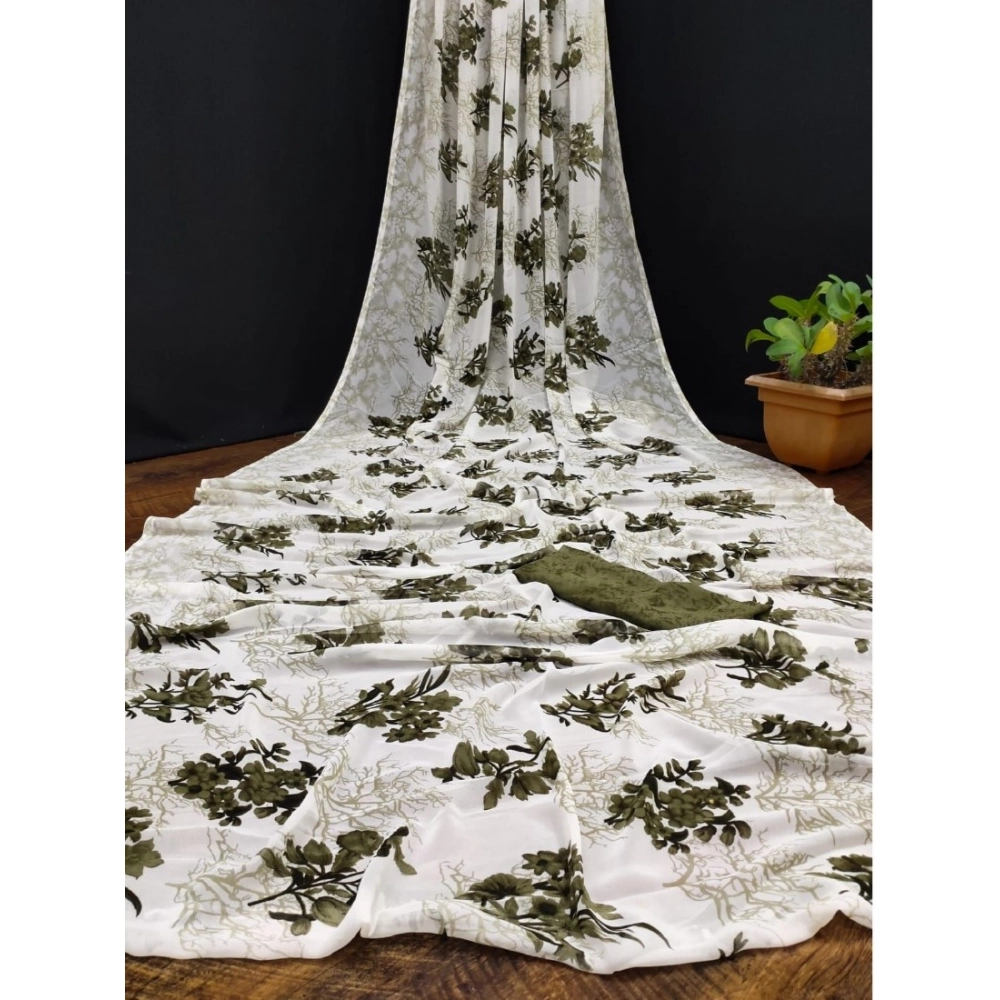 53313611315_8144e74b1d_o_d-1000x1000-1.webp Women's Georgette Printed Saree With Unstitched Blouse (Green) - Image 1