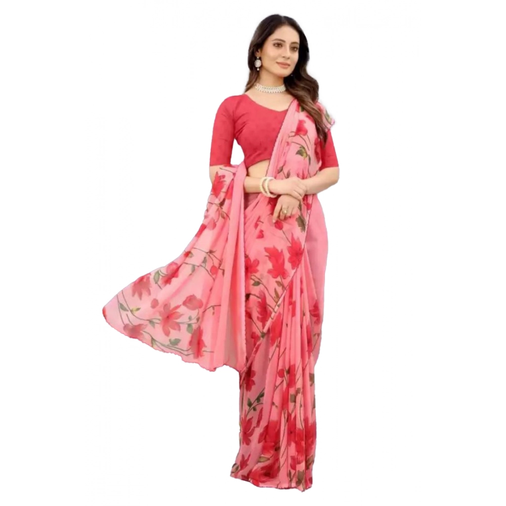 53368223620_2c7da3e2c3_o_d-1000x1000-1.webp Women's Georgette Printed Saree With Unstitched Blouse (Red) - Image 1