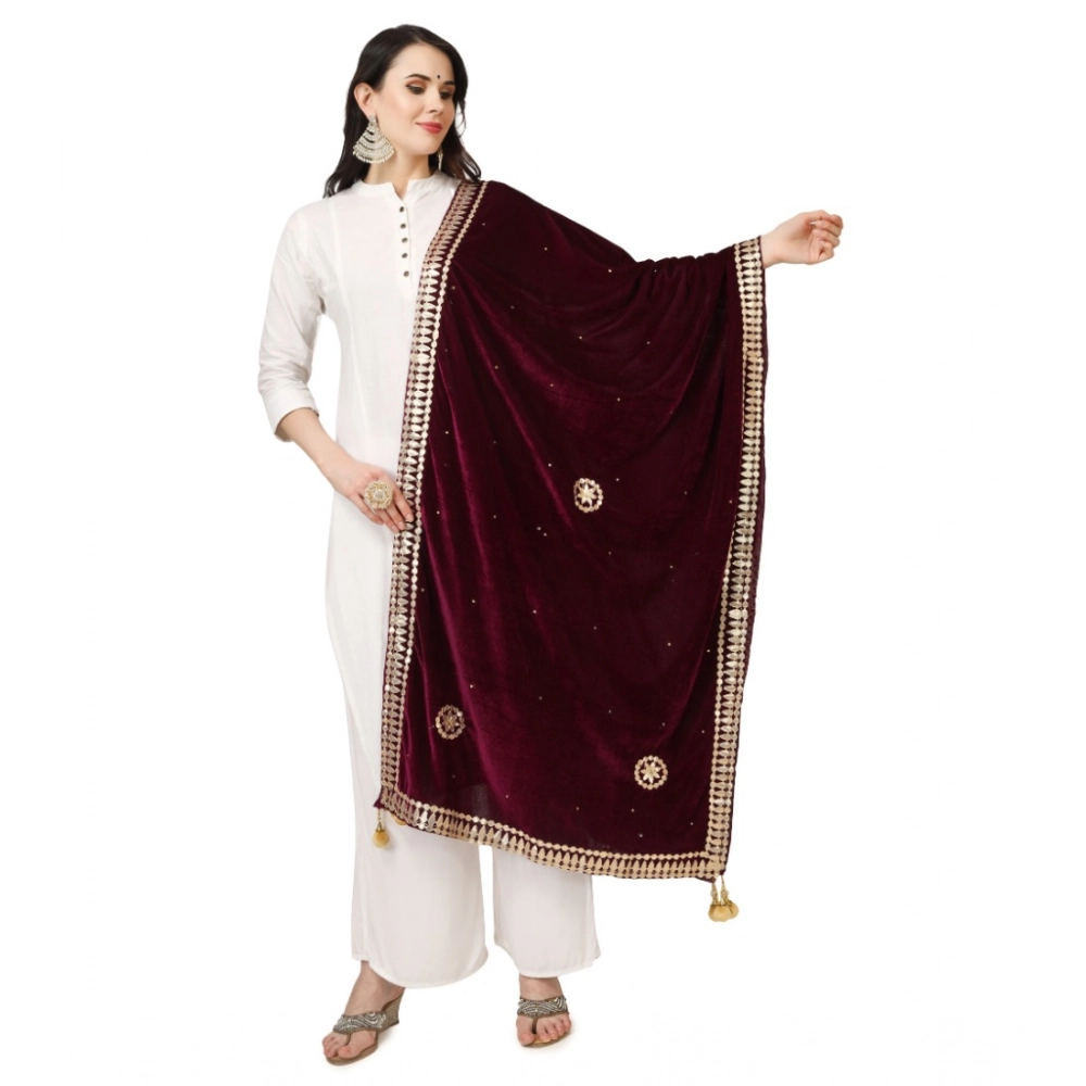 53509241587_b23a620c3b_o_d-1000x1000-1.webp Women's Velvet Gotta Patti Dupatta (Purple, Length: 2.25 to 2.50 Mtr) - Image 1