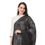 Women's Cotton Embroidered Dupatta (Black, Length: 2.25 to 2.50 Mtr) - Image 4