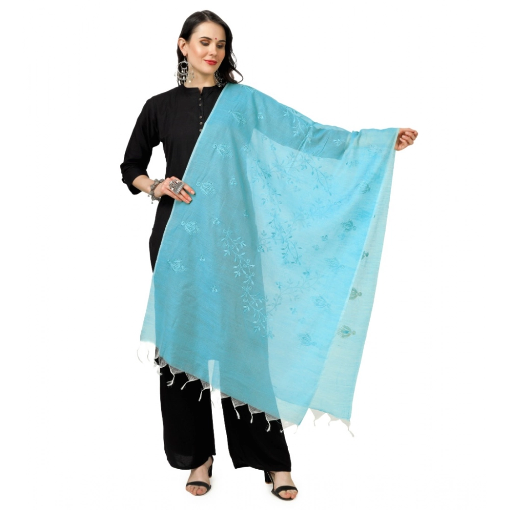 53509244852_ffdf45b50b_o_d-1000x1000-1.webp Women's Cotton Embroidered Dupatta (Aqua Blue, Length: 2.25 to 2.50 Mtr) - Image 1