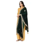 Women's Velvet Gotta Patti Dupatta (Green, Length: 2.25 to 2.50 Mtr) - Image 4