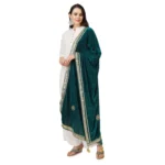 Women's Velvet Gotta Patti Dupatta (Dark Green, Length: 2.25 to 2.50 Mtr) - Image 5
