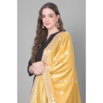 Women's Velvet Gotta Patti Dupatta (Gold, Length: 2.25 to 2.50 Mtr) - Image 3