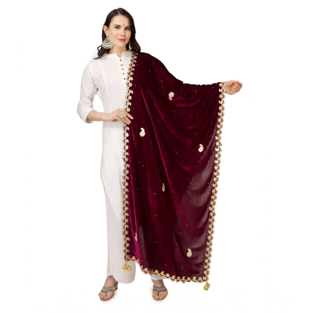 53510450814_c07633b5fb_o_d-1000x1000-1.webp Women's Velvet Gotta Patti Dupatta (Purple, Length: 2.25 to 2.50 Mtr) - Image 1