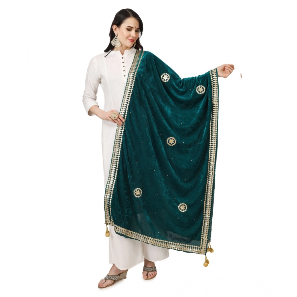 53510451919_b4c158d910_o_d-1000x1000-1.webp Women's Velvet Gotta Patti Dupatta (Dark Green, Length: 2.25 to 2.50 Mtr) - Image 1