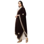 Women's Velvet Gotta Patti Dupatta (Brown, Length: 2.25 to 2.50 Mtr) - Image 5