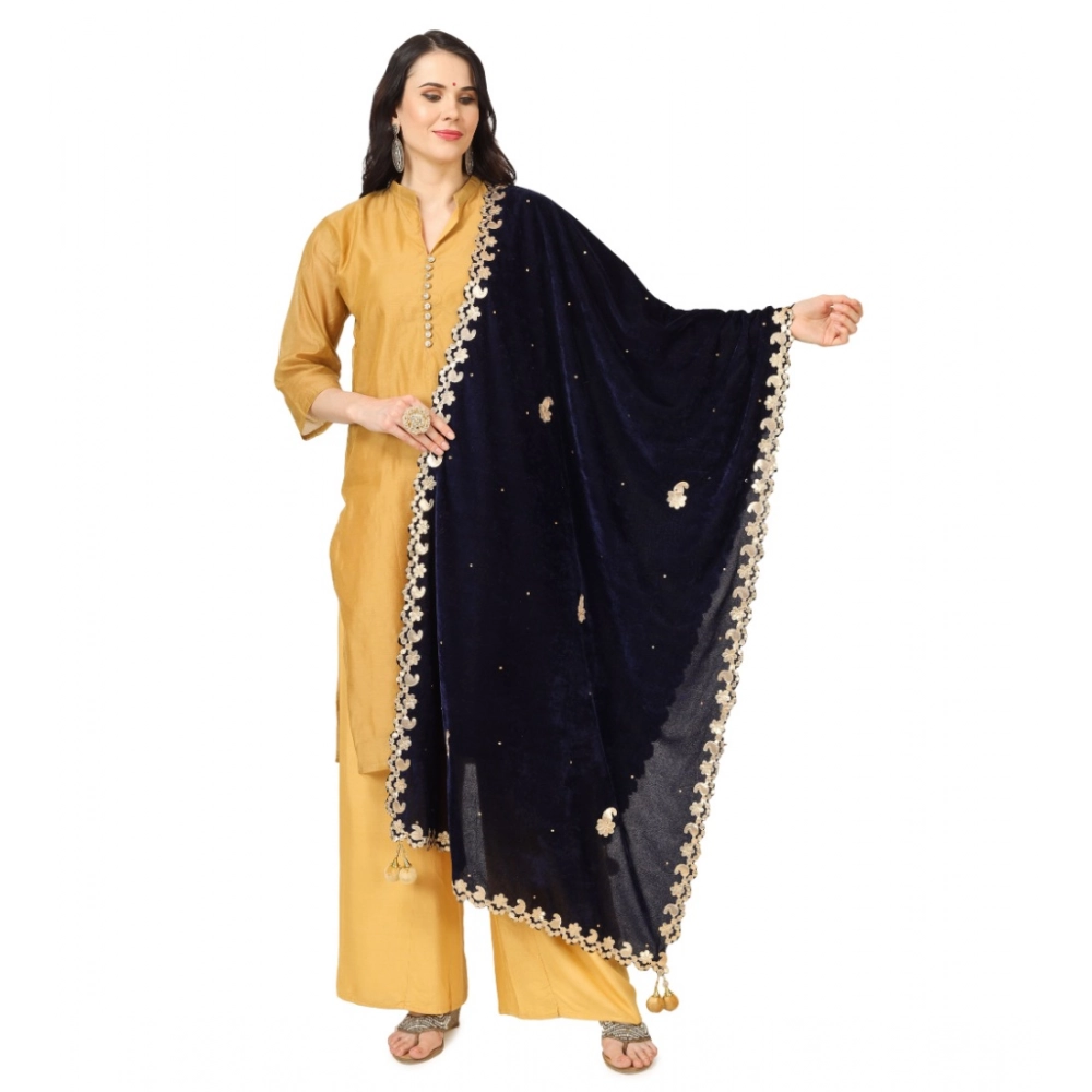 53510562485_a02813cd1d_o_d-1000x1000-1.webp Women's Velvet Gotta Patti Dupatta (Blue, Length: 2.25 to 2.50 Mtr) - Image 1